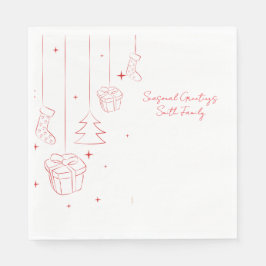 Christmas Paper Napkin with Playful Holiday Motifs Servet
