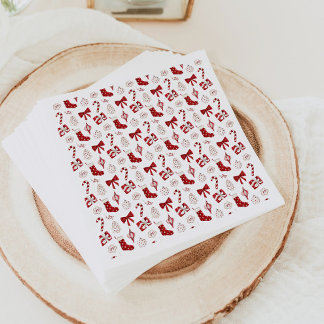 Christmas Paper Napkins Holiday Napkins Red Bow Servet