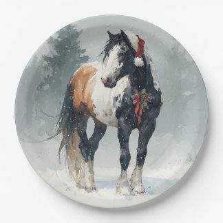 Christmas Paper Plate / Beautiful Paint Horse Papieren Bordje