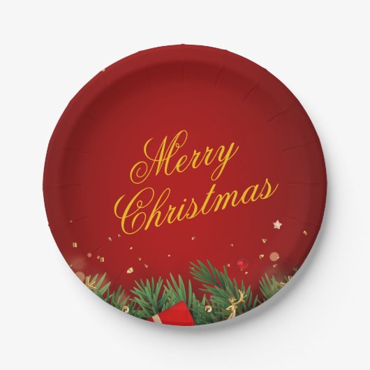 Christmas Paper Plate – Festive Holiday Tableware Papieren Bordje (Voorkant)