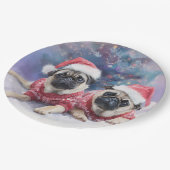 Christmas Paper Plate for pug lovers Papieren Bordje (Gekanteld)