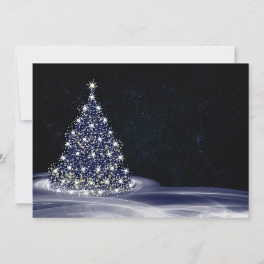 Christmas Party Blue Shiny Tree Winter Navy Kaart (Achterkant)