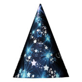 Christmas Party Blue Tree Shiny Black Elegant Feesthoedjes (Voorkant)