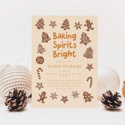 Christmas Party Cookie Exchange Yellow Invitation