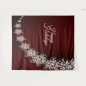 Christmas Party Crystal Snowflakes Red Rustic Wandkleed (Voorkant (horizontaal))