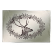 Christmas Party Floral Reindeer Golden Winter Kussensloop (Achterkant)