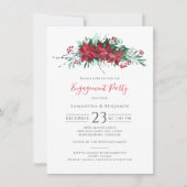 Christmas Party Floral Script Verloving Kaart (Voorkant)