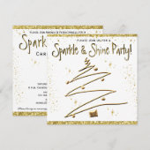 Christmas Party Gold White Invitation (Devant / Derrière)
