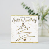 Christmas Party Gold White Invitation (Debout devant)