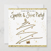 Christmas Party Gold White Invitation (Devant)