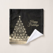 Christmas Party Golden Shiny Tree Winter Black (Gant de toilette)