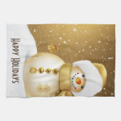Christmas Party Golden Snowman Snowflakes Holidays Theedoek (Horizontaal)