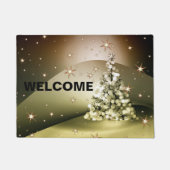 Christmas Party Golden Tree Shiny Sparkle Stars Deurmat (Voorkant)