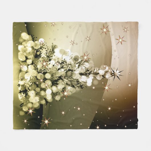 Christmas Party Golden Tree Shiny Sparkle Stars Fleece Deken (Voorkant (Horizontaal))