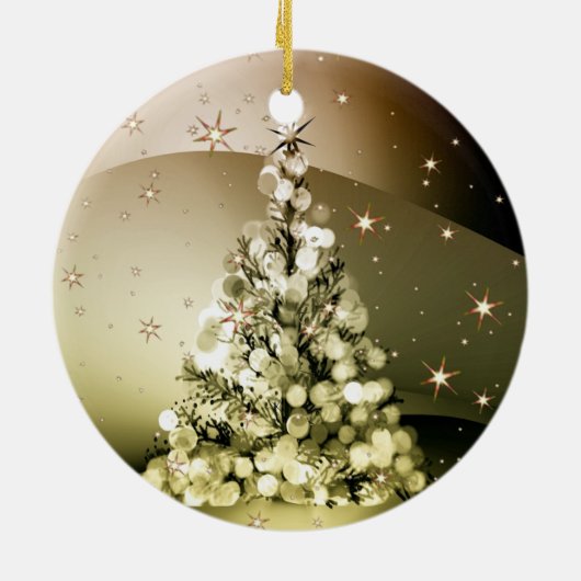 Christmas Party Golden Tree Shiny Sparkle Stars Keramisch Ornament (Achterkant)