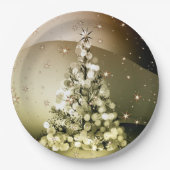 Christmas Party Golden Tree Shiny Sparkle Stars Papieren Bordje (Voorkant)