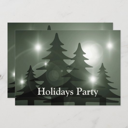 Christmas Party Green Trees Holiday Winter Elegant Kaart (Voorkant / Achterkant)