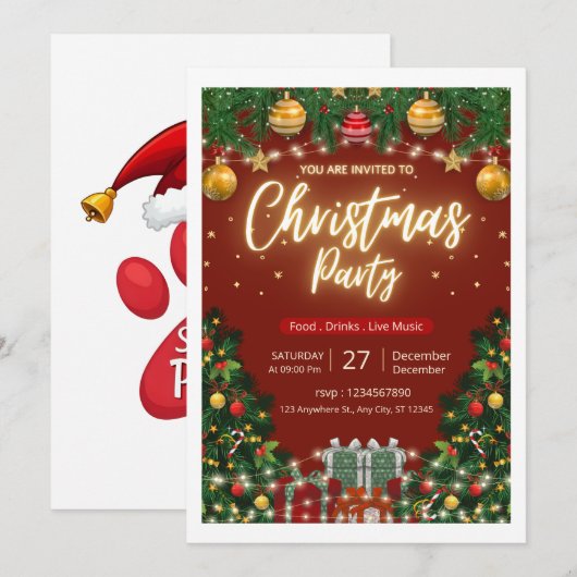 Christmas Party Invitation (Voorkant / Achterkant)