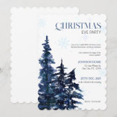 Christmas Party Invitation, Blue Chic Invitations (Devant / Derrière)