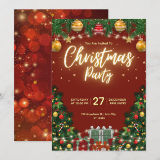Christmas Party Invitation Flyer Kaart