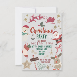 Christmas party invitation for kids and families kaart