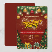 Christmas Party Invitation | Red & Gold Holiday (Devant / Derrière)