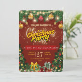 Christmas Party Invitation | Red & Gold Holiday (Debout devant)
