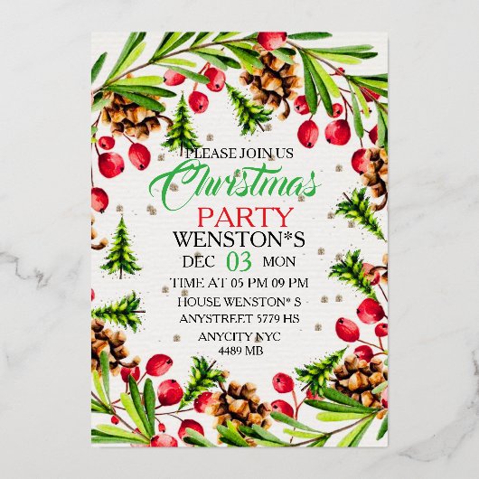 Christmas Party Invitation Template | Elegant Holi (Recto)