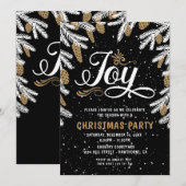 Christmas Party noir & or Joy Invitation (Devant / Derrière)