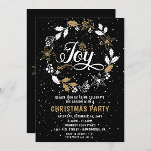 Christmas Party noir & or Joy Invitation