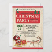 Christmas Party Père Noël Sleigh Invitation (Devant)