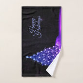 Christmas Party Pink Blue Tree Winter Black Rustic (Serviette à main)