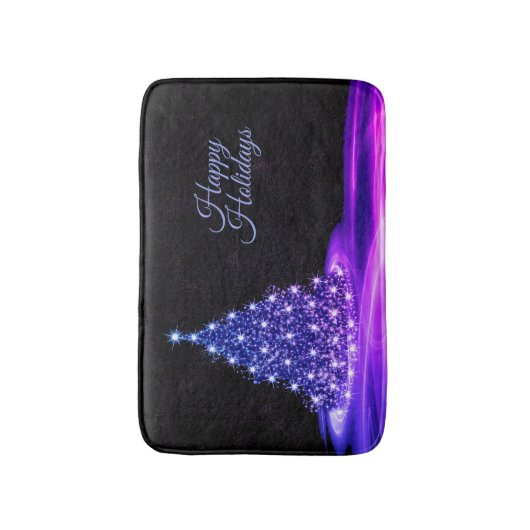 Christmas Party Pink Blue Tree Winter Black Rustic Badmat (Voorkant Verticaal)