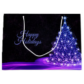 Christmas Party Pink Blue Tree Winter Black Rustic Groot Cadeauzakje (Voorkant)