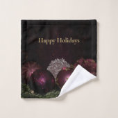 Christmas Party Pink Ornament Green Leaves Black (Gant de toilette)