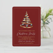 Christmas Party Red Gold Tree Invitation (Debout devant)