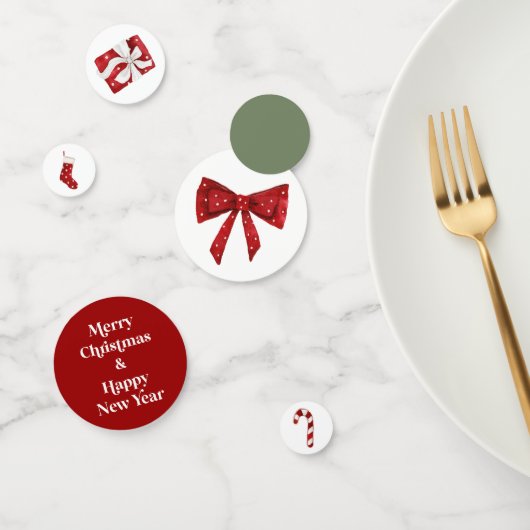 Christmas Party Table Confetti Red Bow Table Decor (Groupe)
