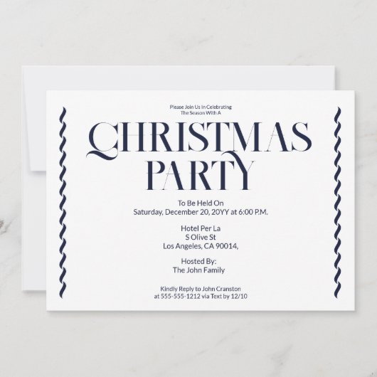 Christmas Party Vintage Elegant blue Invitation (Devant)