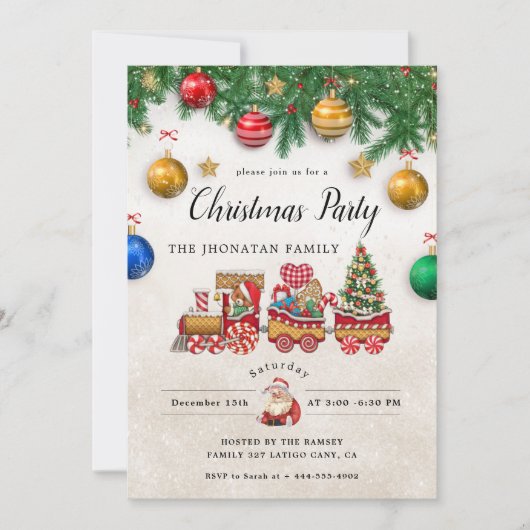 Christmas Party Winter Botanical Invitation (Devant)