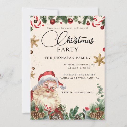 Christmas Party Winter Botanical Kaart (Voorkant)