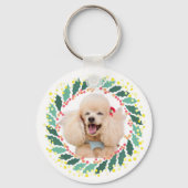Christmas pastel pink poodle keychain Custom Photo (Achterkant)