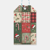 Christmas Patchwork Candy Cane Gift Label Cadeaulabel (Achterkant)