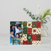 Christmas patchwork pattern photo folie feestdagen briefkaart (Staand Voorkant)