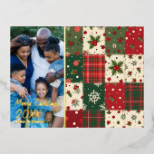 Christmas patchwork pattern photo folie feestdagen briefkaart (Voorkant)