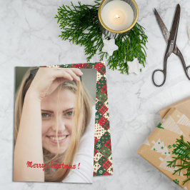 Christmas patchwork pattern photo wishes feestdagen kaart