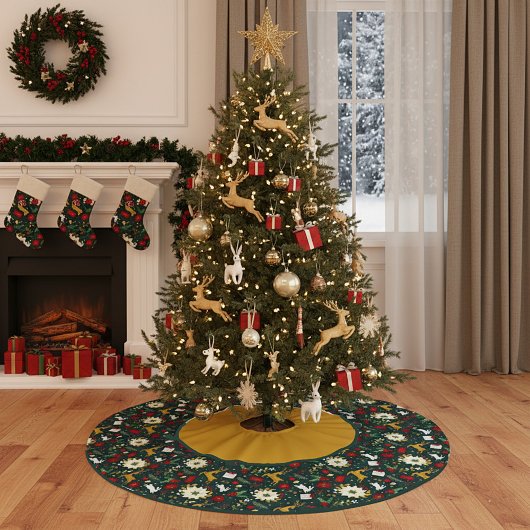 Christmas pattern brushed polyester tree skirt kerstboom rok