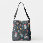 Christmas Pattern Cats Crossbody Tas (Achterkant)