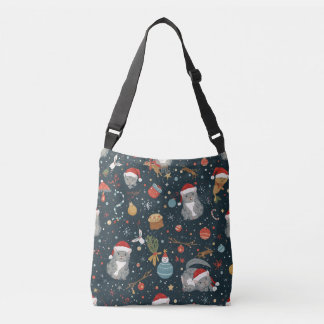 Christmas Pattern Cats Crossbody Tas