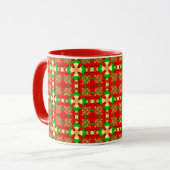 Christmas Pattern Gold, Red and Green, Mok (Voorkant links)
