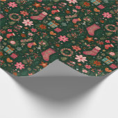 Christmas Pattern Green Cadeaupapier (Hoek)